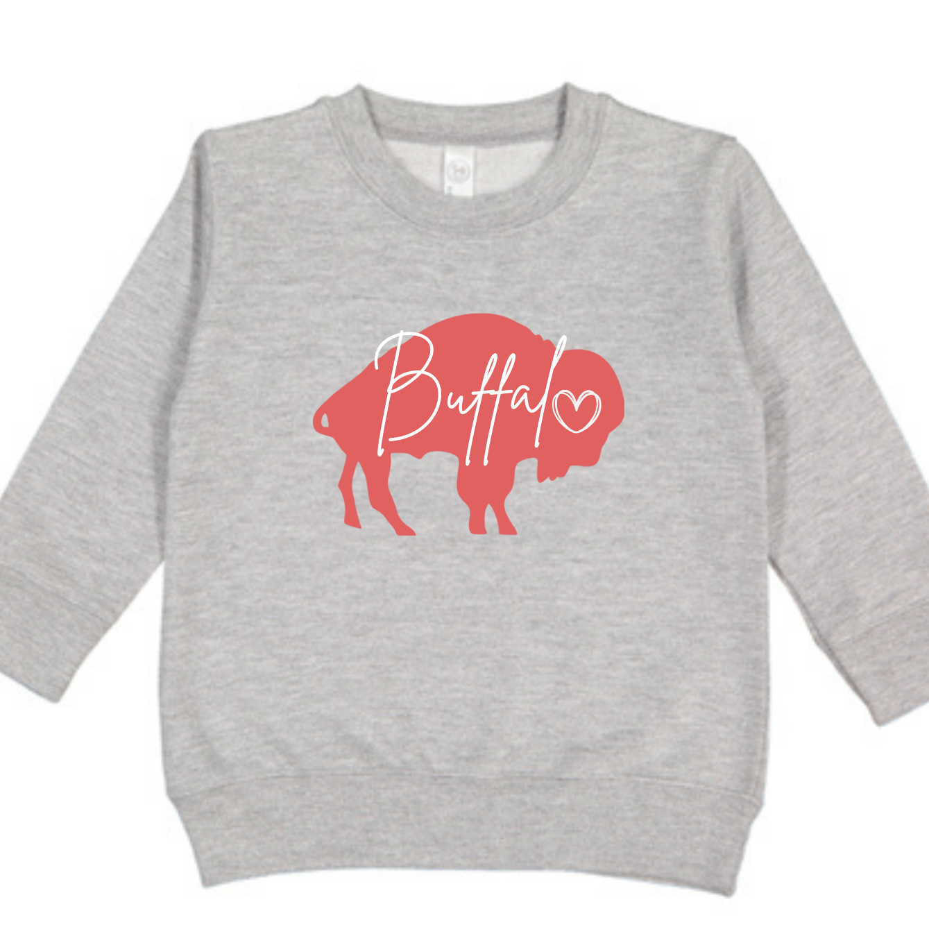 Buffalo Valentine’s Day Toddler Crewneck Sweatshirt – Soft Poly/Cotton (2T–7)