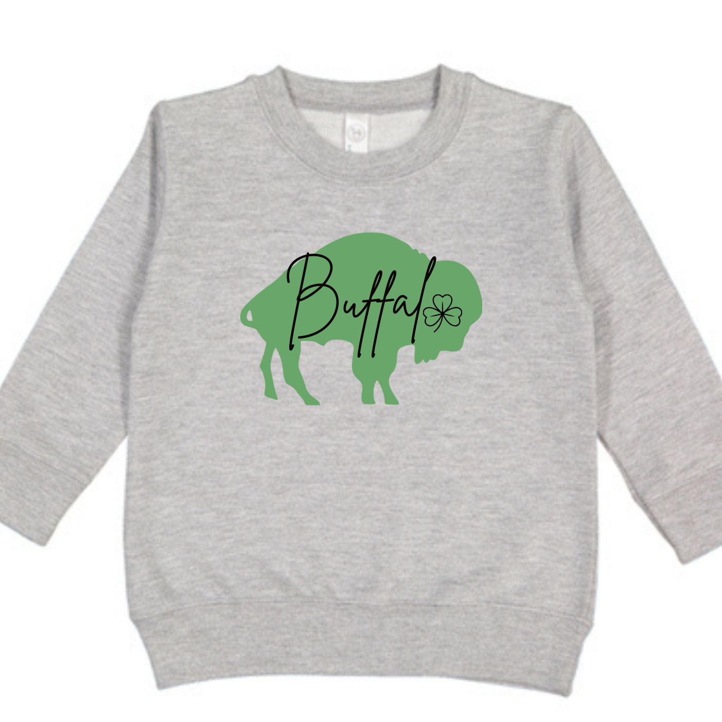 Buffalo St. Patrick’s Day Toddler Crewneck Sweatshirt – Soft Poly/Cotton (2T–7)