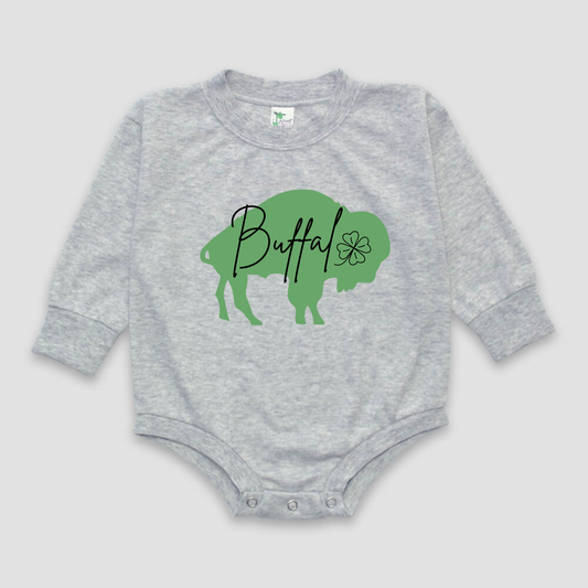 Buffalo St. Patrick’s Day Baby Onesie – Soft Poly/Cotton (0–18 Months)