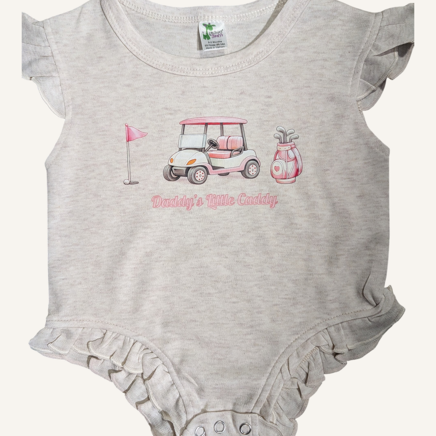 Daddy’s Caddy Girl Golf Baby Onesie – Soft Poly/Cotton (0–18 Months)