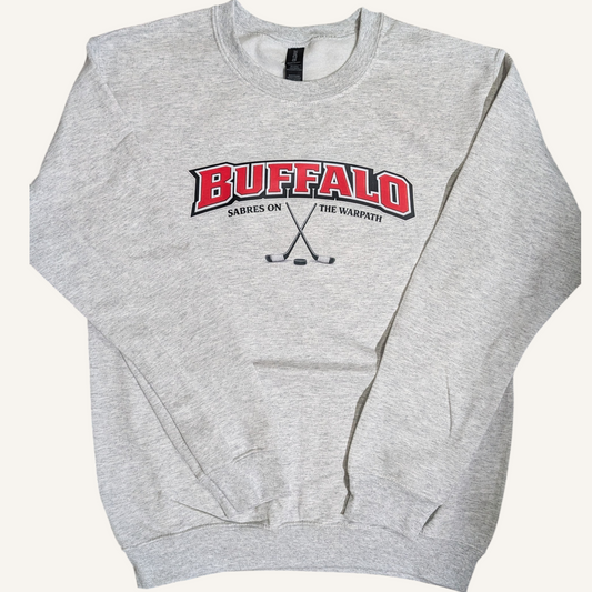 Buffalo Hockey Unisex Crewneck Sweatshirt – Soft Poly/Cotton